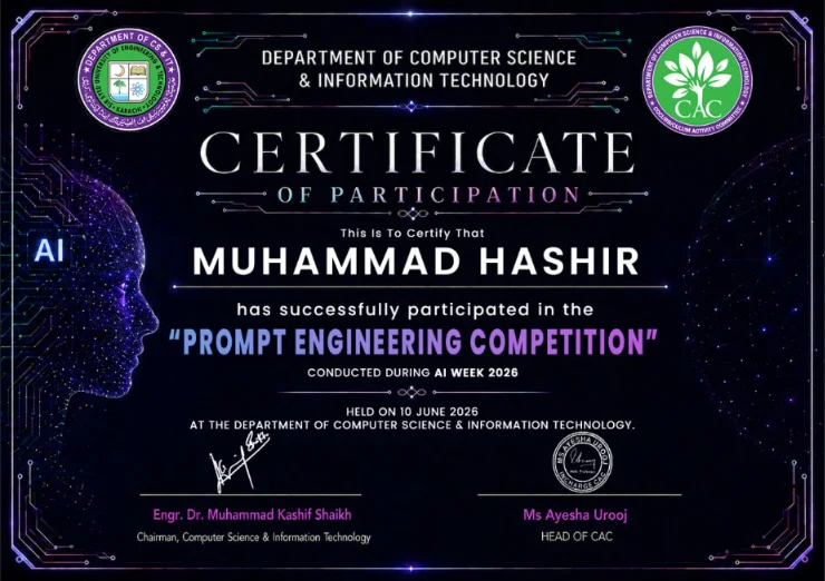 Prompt Engineering Competition — AI Week 2026 certificate