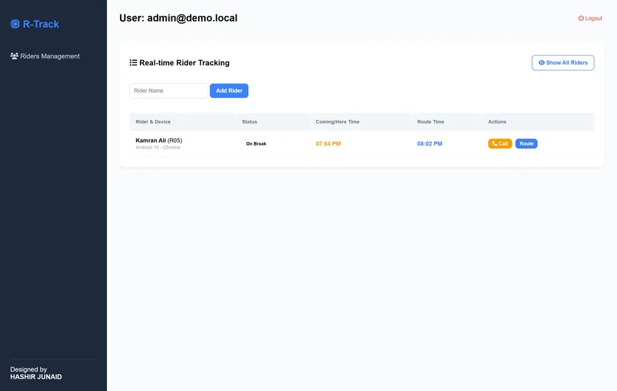 Real-Time Dispatch Portal — product screenshot